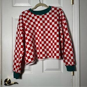 Forever 21 Red and White Checkered Crop Top